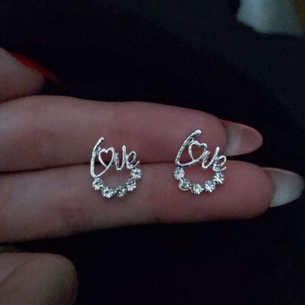 Silver Love Letter Dainty Earrings